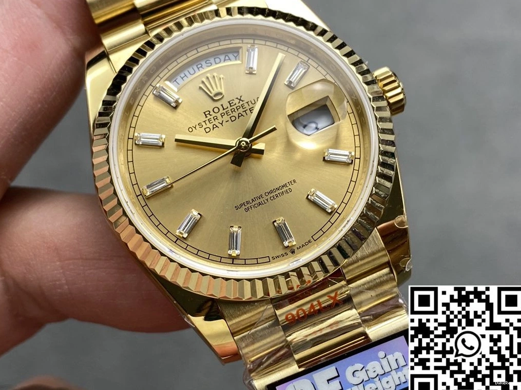 Gold Date Gold Rolex Yellow 36mm Dial v5 Day Tungsten Steel M128238-0045 QF Factory 0430